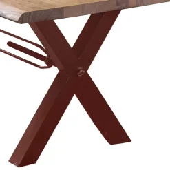 Akazie Baumkantentisch mit braunen X-Füßen - Tanja