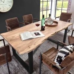 Akazie Baumkantentisch mit U Bügelgestell - Surimo