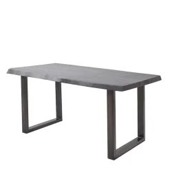 Akazienholz Küchentisch mit Naturkante in Grau - Mevrinus