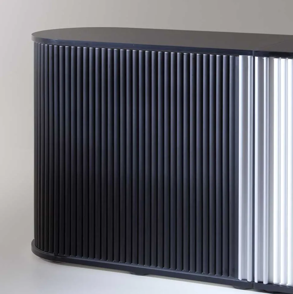 Aktenschrank Siparia in Weiß und Schwarz (zweiteilig)