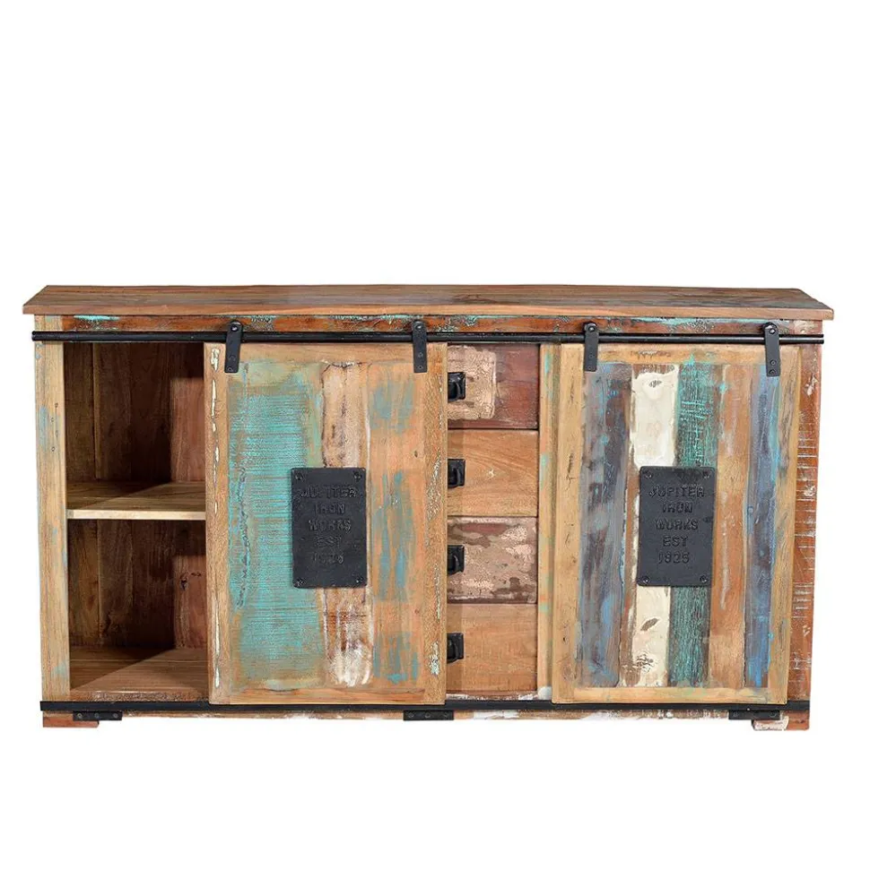 Altholz Kombikommode mit Schiebetüren - Jevilia