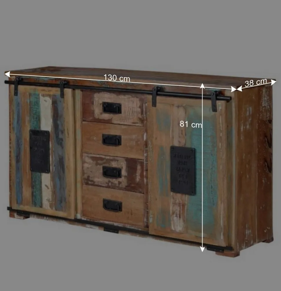 Altholz Kombikommode mit Schiebetüren - Jevilia