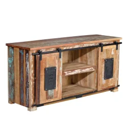 Altholz TV Board mit zwei Schiebetüren - Jevilia