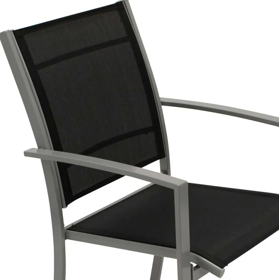 Aluminium Gartenstühle in Schwarz - Latiroca (4er Set)