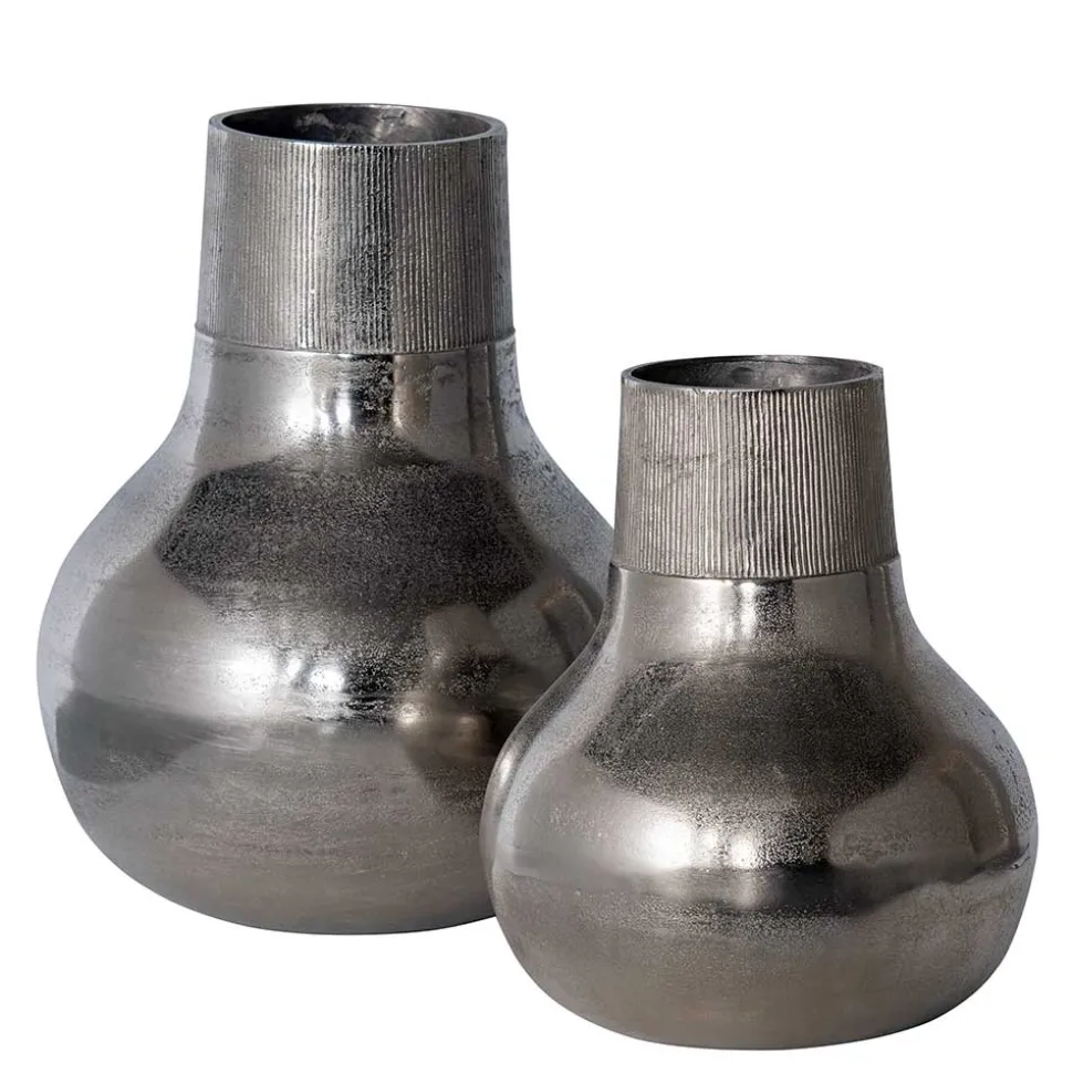 Aluminium Vasen in Silberfarben - Kisana (2er Set)