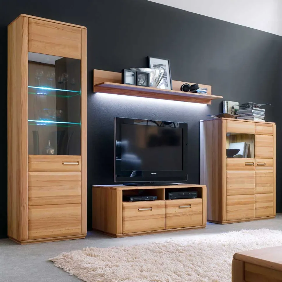 Anbauwand Athias aus Kernbuche (vierteilig)