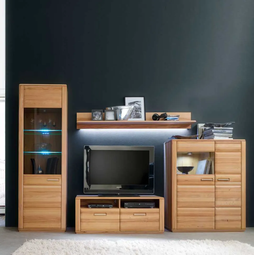 Anbauwand Athias aus Kernbuche (vierteilig)