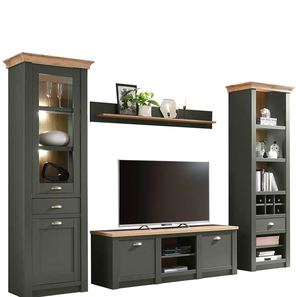 Anbauwand in Graugrün & Wildeiche - Eylan (vierteilig)