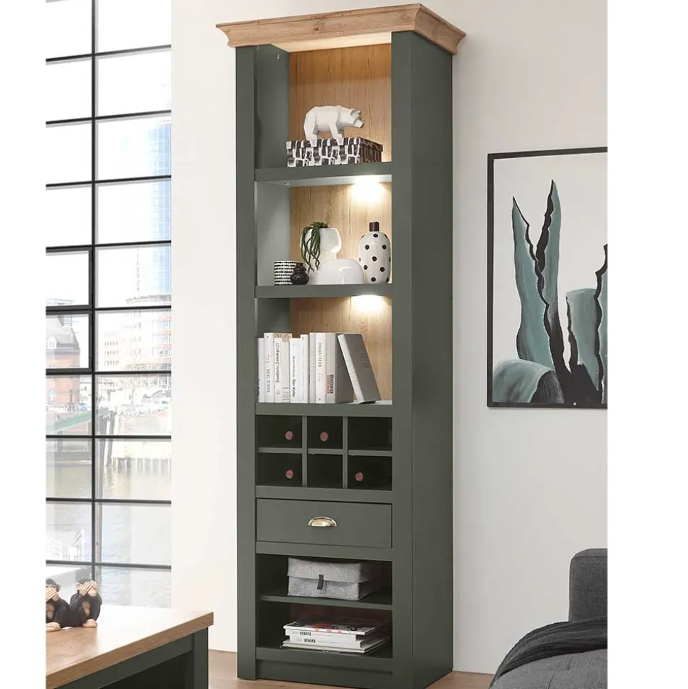 Anbauwand in Graugrün & Wildeiche - Eylan (vierteilig)