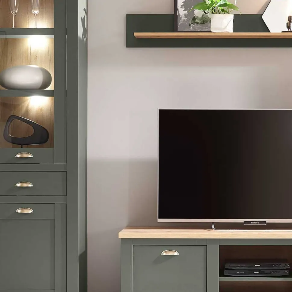 Anbauwand in Graugrün & Wildeiche - Eylan (vierteilig)