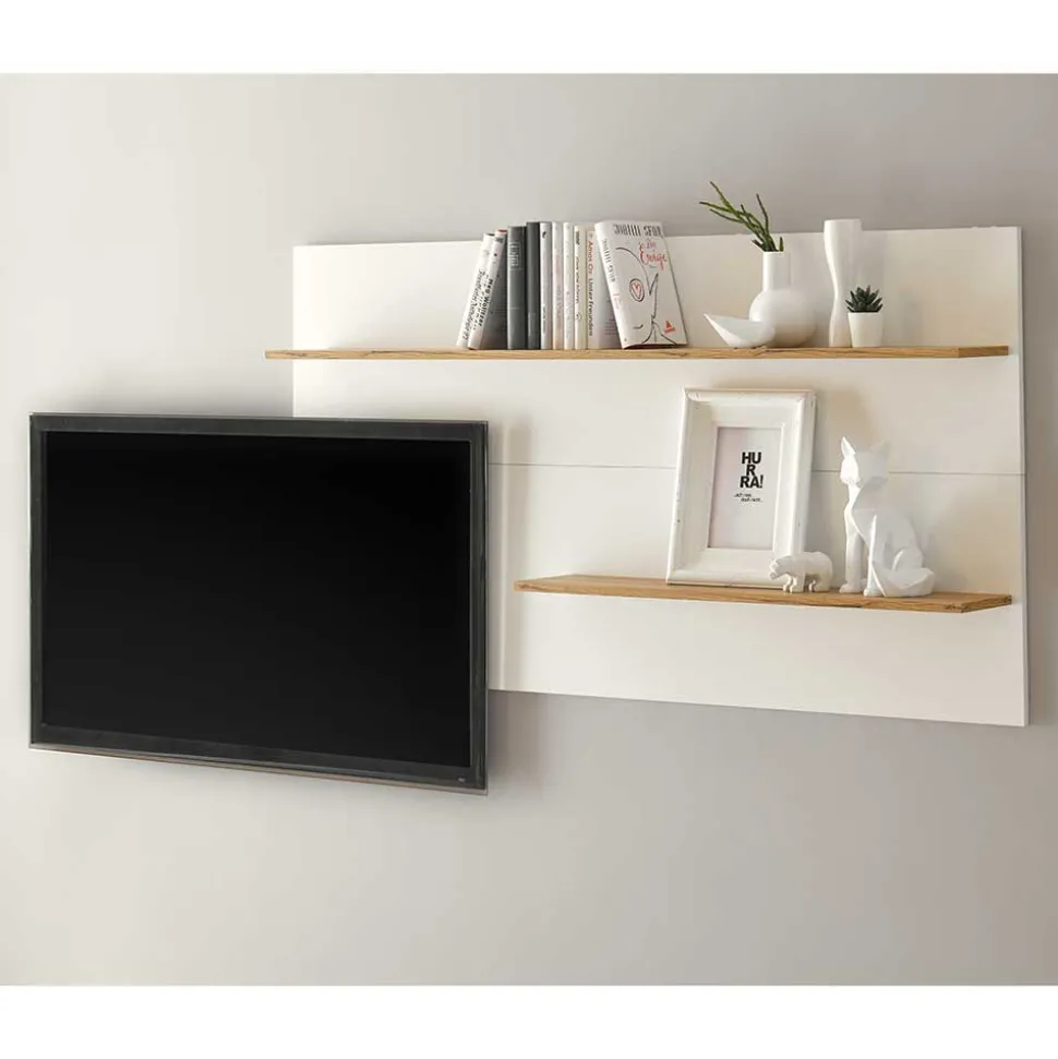 Anbauwand in Weiß & Wildeiche - Nonessia (dreiteilig)