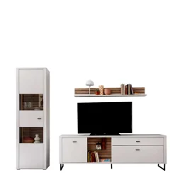 Anbauwand in Weiß mit Wildeiche - Varzino (dreiteilig)