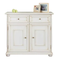 Antikweiße Kommode mit zwei Schubladen - Vicina