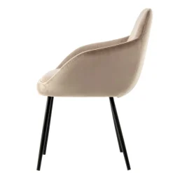 Aparter Tischsessel in Taupe Samtstoff - Volpedusa (2er Set)