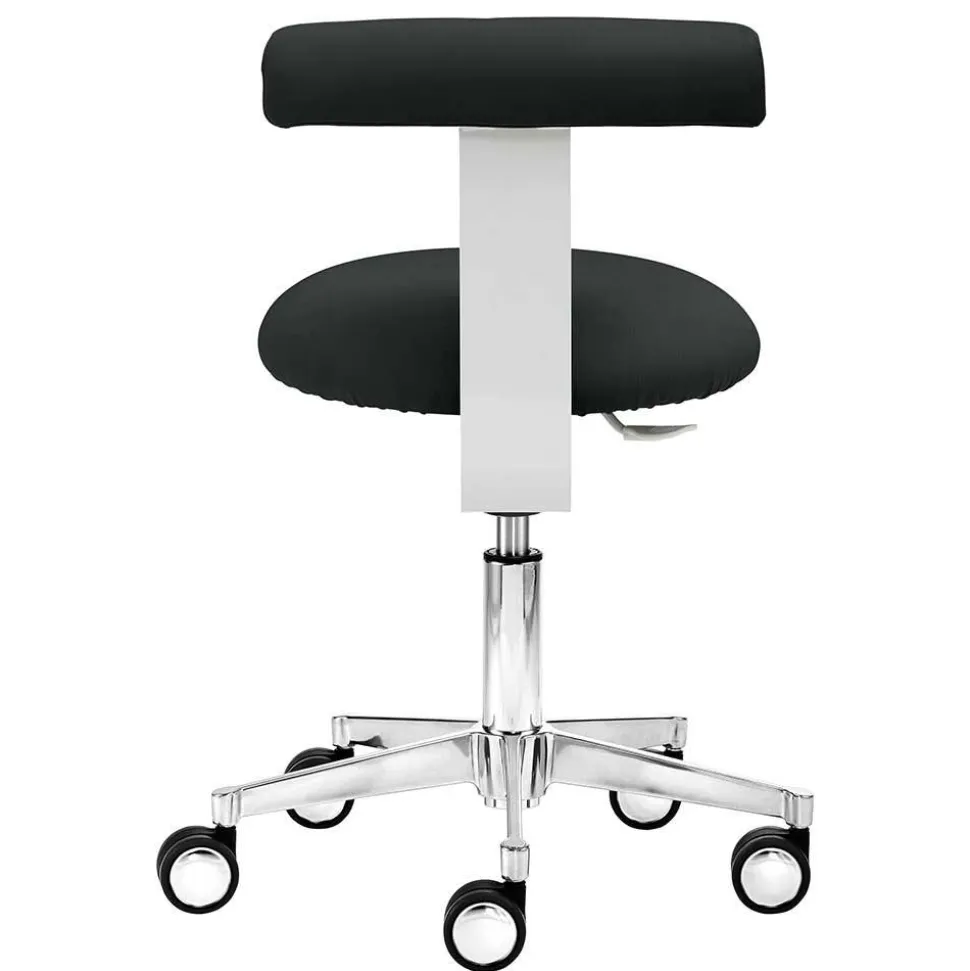 Arbeitshocker mit Lehne in Schwarz & Alu - Udjaca