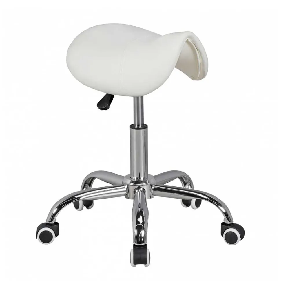 Arbeitshocker mit Sattelsitz in Weiß - Tubrina