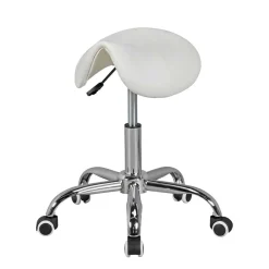 Arbeitshocker mit Sattelsitz in Weiß - Tubrina