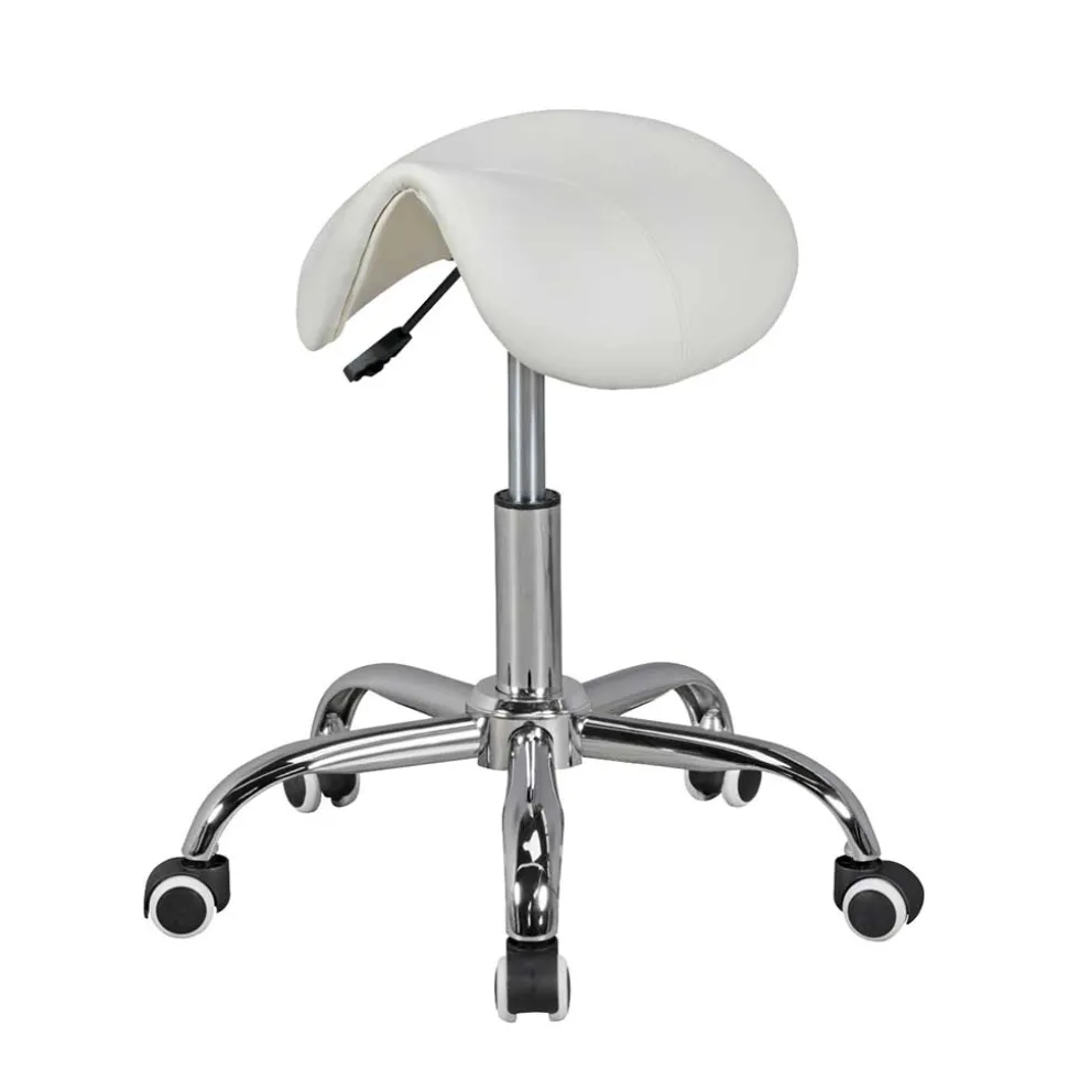 Arbeitshocker mit Sattelsitz in Weiß - Tubrina