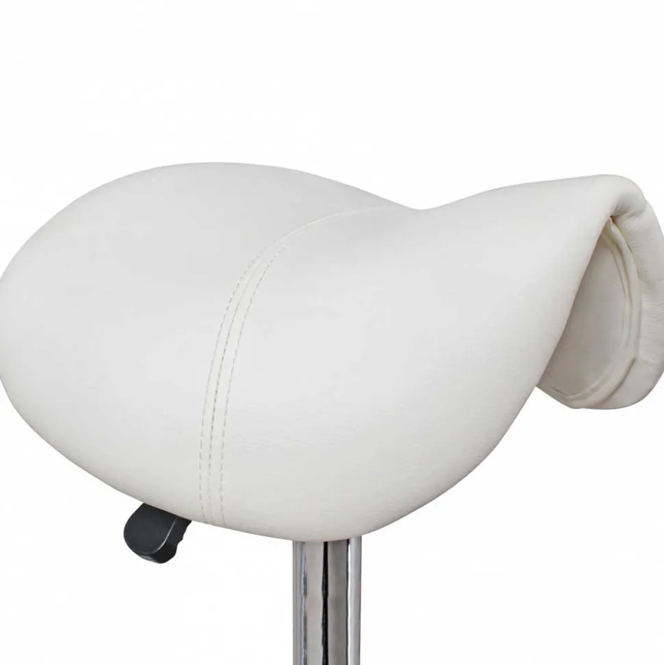 Arbeitshocker mit Sattelsitz in Weiß - Tubrina