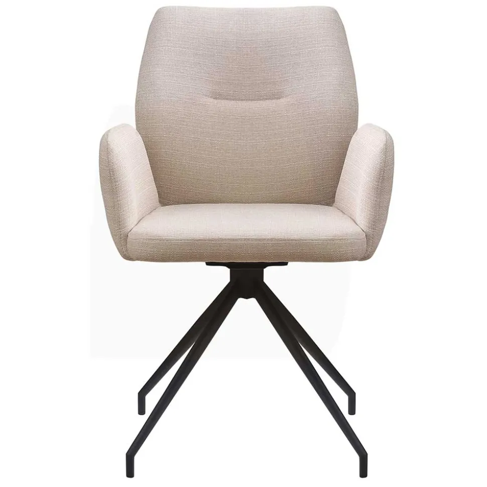 Armlehnen Esstischstuhl in Beige mit Schwarz - Boro