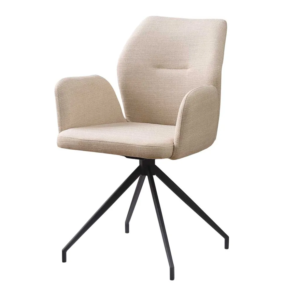 Armlehnen Esstischstuhl in Beige mit Schwarz - Boro