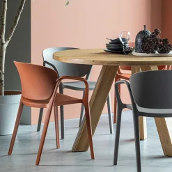 Armlehnen Kunststoffstühle in Braun - Vincentro (4er Set)