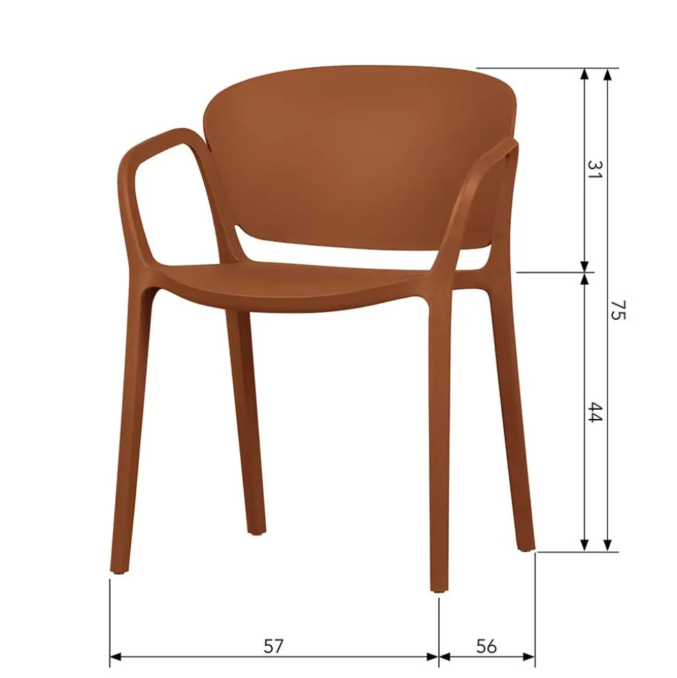 Armlehnen Kunststoffstühle in Braun - Vincentro (4er Set)