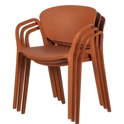 Armlehnen Kunststoffstühle in Braun - Vincentro (4er Set)