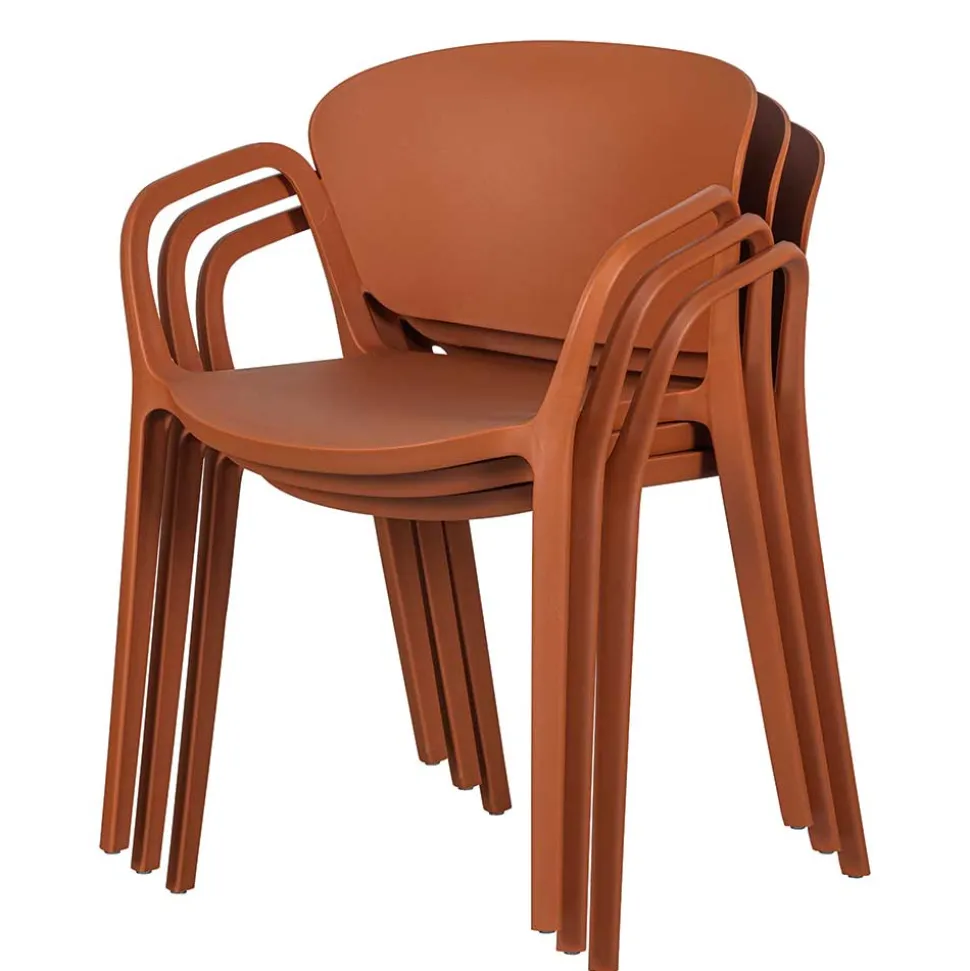 Armlehnen Kunststoffstühle in Braun - Vincentro (4er Set)