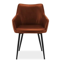 Armlehnen Polsterstuhl in Cognac Braun - Prasido (2er Set)