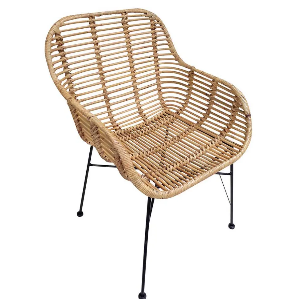 Armlehnen Rattanstuhl in Natur - Landhuis (2er Set)