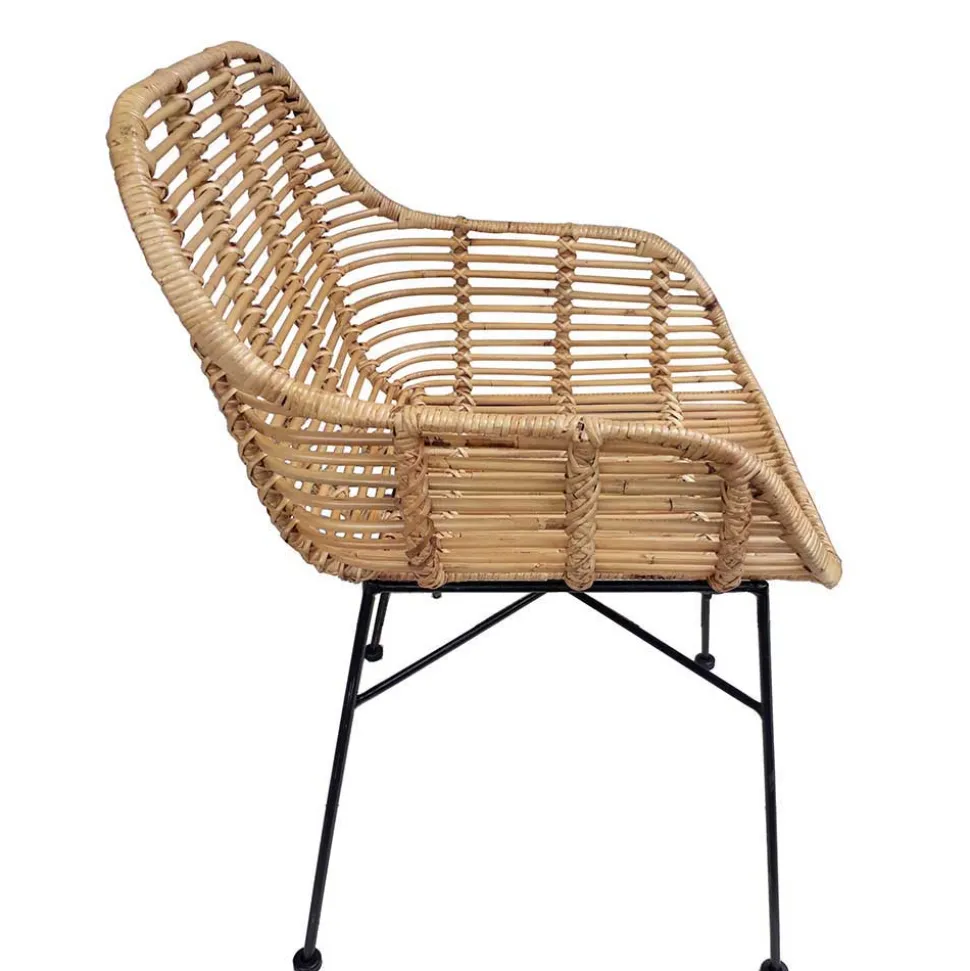 Armlehnen Rattanstuhl in Natur - Landhuis (2er Set)