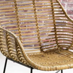 Armlehnen Rattanstuhl in Natur - Landhuis (2er Set)