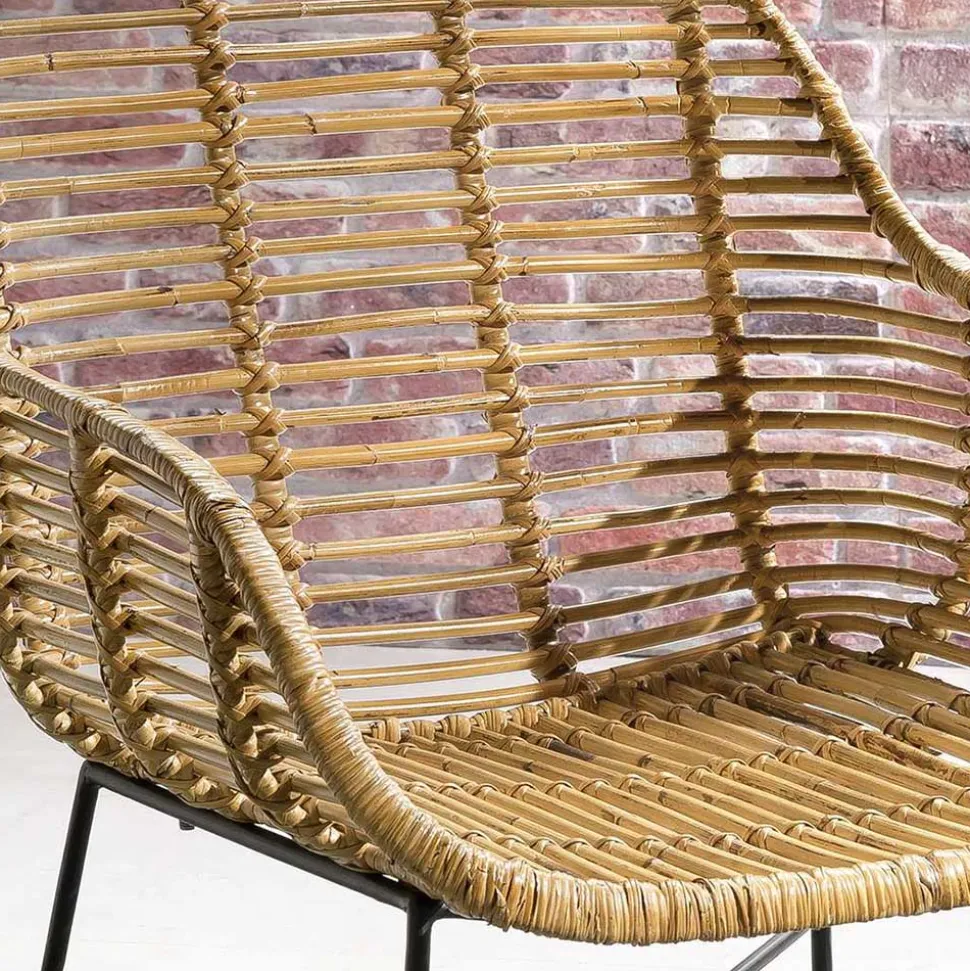 Armlehnen Rattanstuhl in Natur - Landhuis (2er Set)