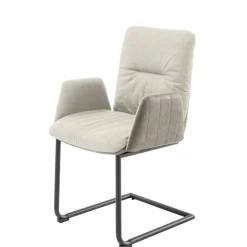 Armlehnen-Freischwingerstuhl in Creme - Clebertus (2er Set)