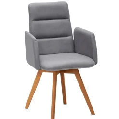 Armlehnen-Polsterstuhl in Hellgrau - Vanimarias