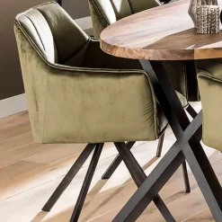 Armlehnenstühle in Oliv Grün Samt - Charlene (2er Set)