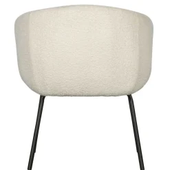 Armlehnenstuhl aus Boucle Stoff in Offwhite - Choco (2er Set)