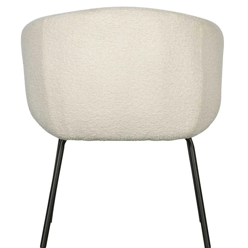 Armlehnenstuhl aus Boucle Stoff in Offwhite - Choco (2er Set)