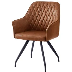 Armlehnenstuhl aus braunem Kunstleder - Gonnya