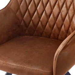 Armlehnenstuhl aus braunem Kunstleder - Gonnya