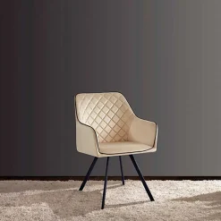 Armlehnenstuhl aus Samt in Beige - Ortenza