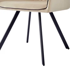 Armlehnenstuhl aus Samt in Beige - Ortenza