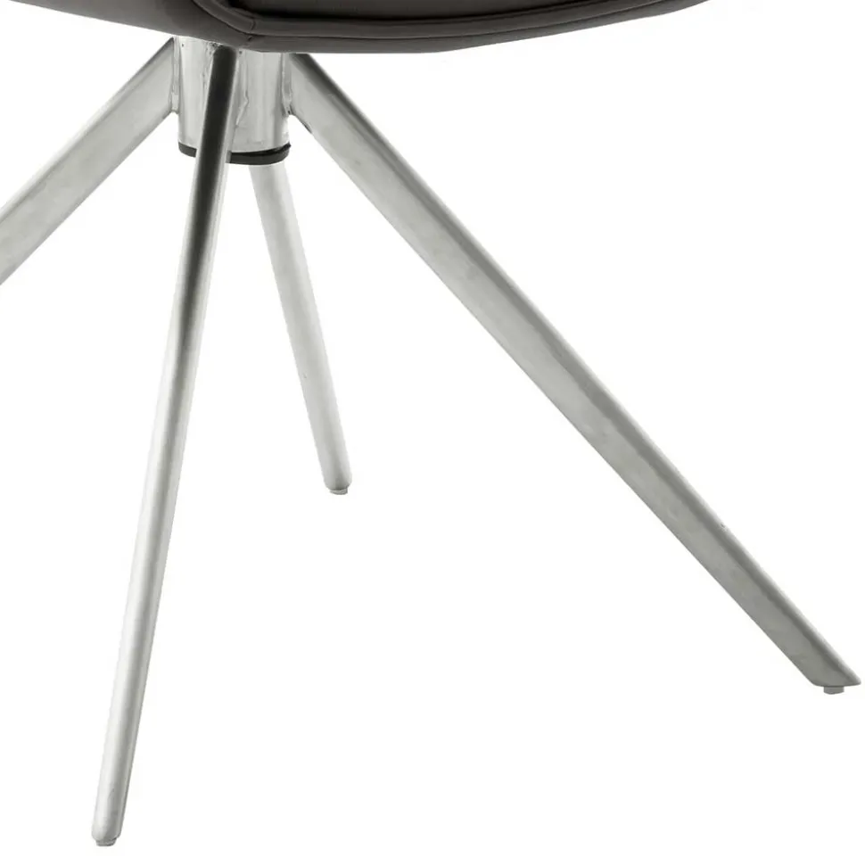 Armlehnenstuhl in Anthrazit Leder - Carbonaro (2er Set)