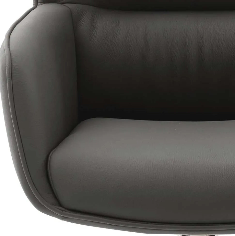 Armlehnenstuhl in Anthrazit Leder - Carbonaro (2er Set)