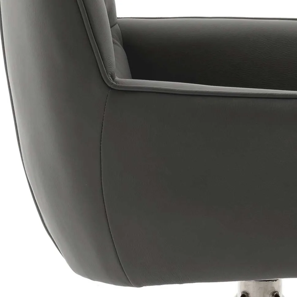 Armlehnenstuhl in Anthrazit Leder - Carbonaro (2er Set)