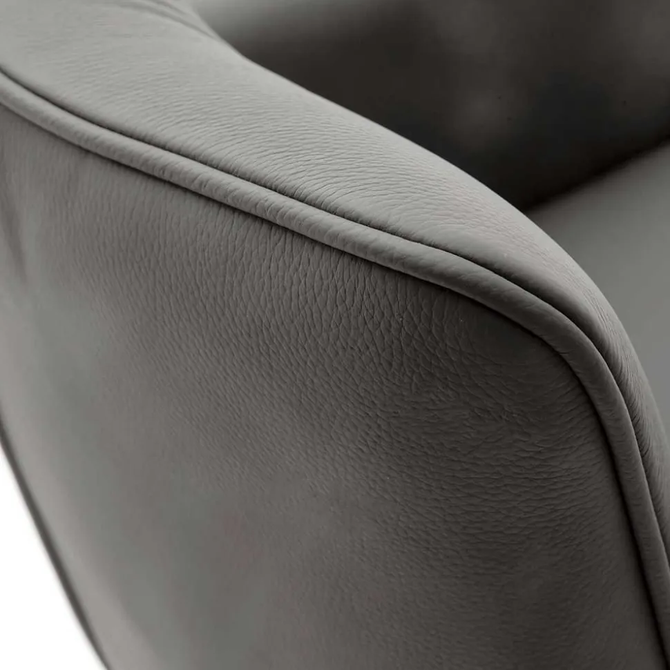 Armlehnenstuhl in Anthrazit Leder - Carbonaro (2er Set)