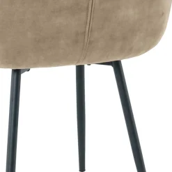 Armlehnenstuhl in Beige aus Samt - Pyrona (2er Set)