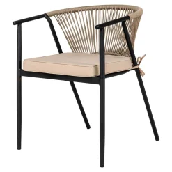 Armlehnenstuhl in Beigegrau Kordelgeflecht - Amelie (4er Set)