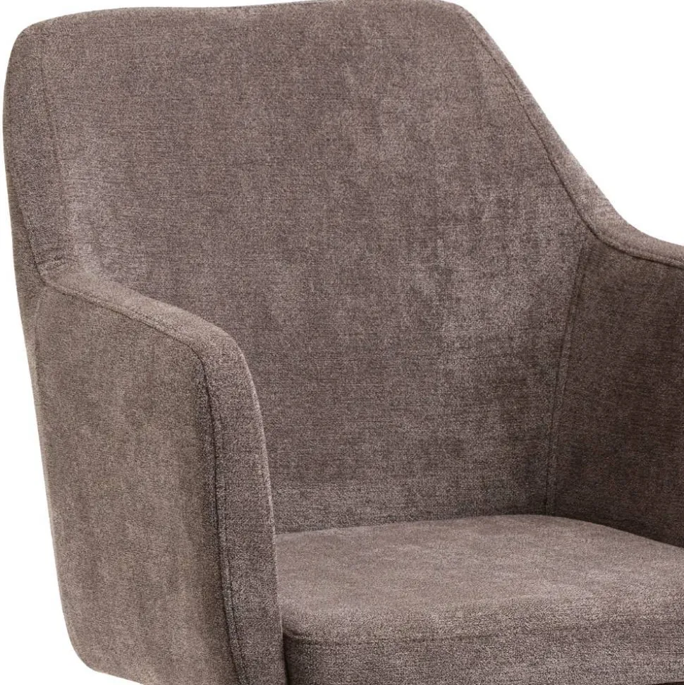 Armlehnenstuhl in Braun Flockstoff - Faneno